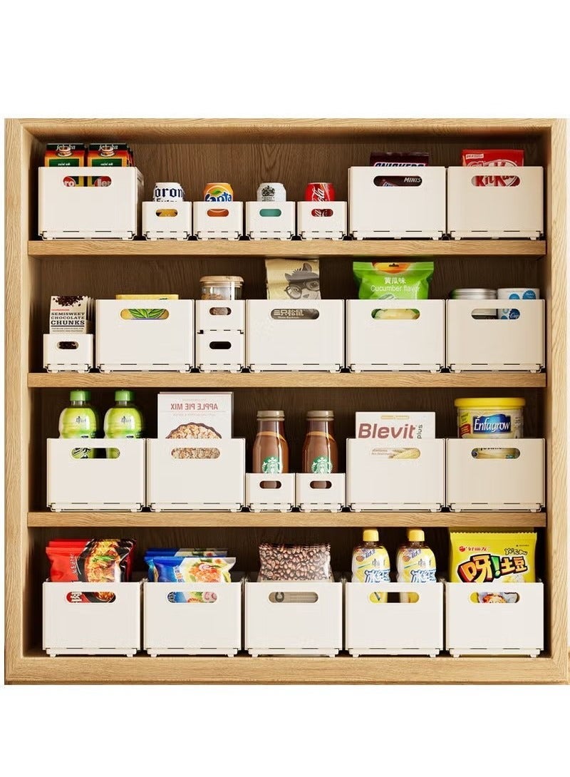 بيوينتي طقم من 3 صناديق تخزين بلاستيكية قابلة للتعديل والتوسيع، بسعة كبيرة صناديق تخزين متدرجة، منظمات أدراج، صناديق ترتيب ملابس خزانة، صندوق تخزين للمطبخ والمكتب المنزلي - Image 2